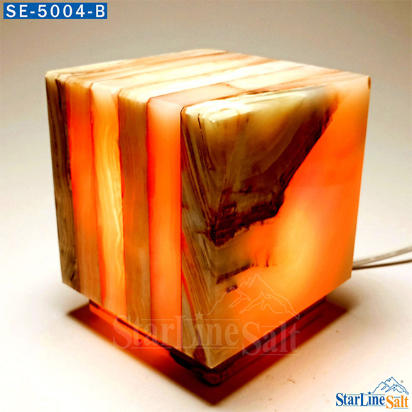 Banded Onyx Cube Lamp