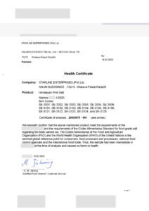 StarlineSalt - Health Certificate