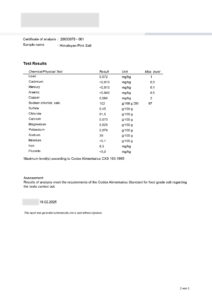StarlineSalt - Salt Analysis Certification