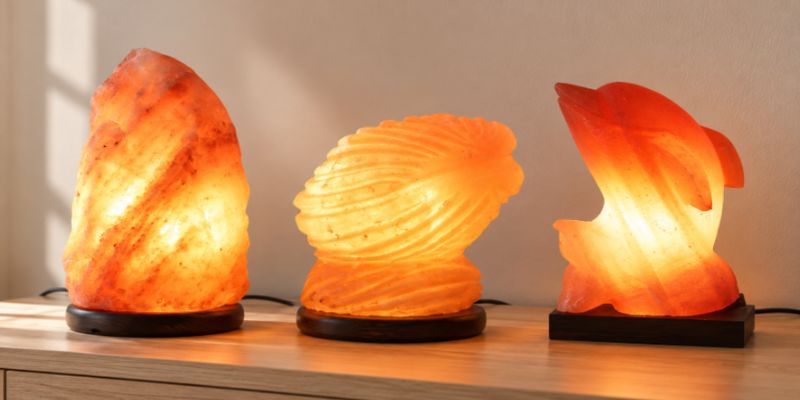 StarlineSalt Image featuring three decorative lamp designs with a warm amber glow.